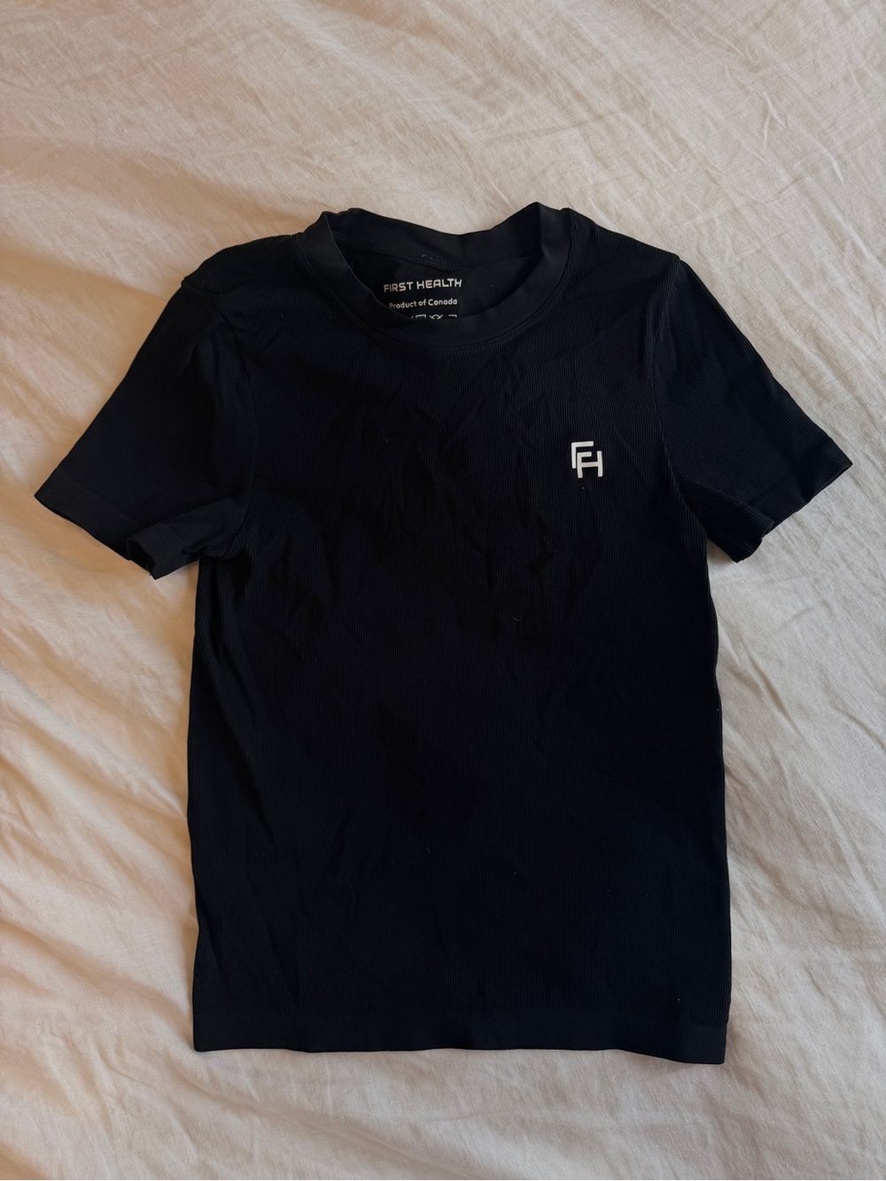 Black Short Sleeve Logo Tee workout top